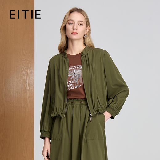 EITIE立领短款收腰荷叶边设计25年秋季新款外套8303002 商品图0