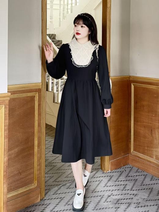 【诗铭洛可】XC7579连衣裙小香风蕾丝领长袖裙 商品图0