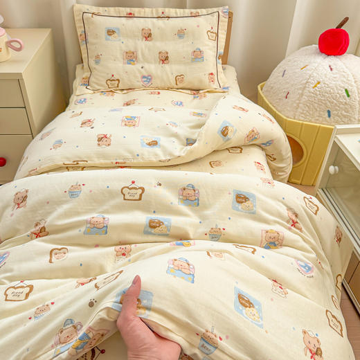 自然醒A类幼儿园全棉双层纱套件三件套六件套纯棉儿童被褥宝宝午睡床品JY 商品图6