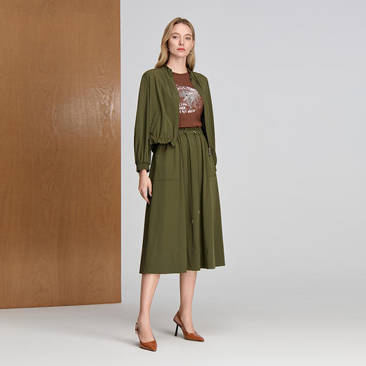 EITIE立领短款收腰荷叶边设计25年秋季新款外套8303002 商品图1