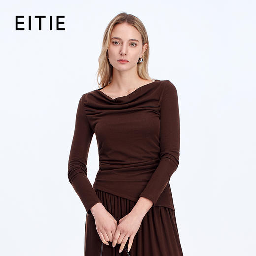 EITIE慵懒休闲气质褶皱长袖小上衣8313016 商品图0