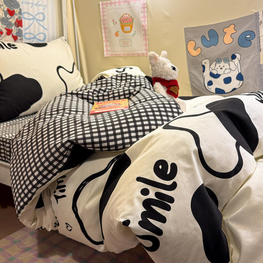 自然醒卡通花卉简约学生床套件40支全棉斜纹三件套ins宿舍床单床笠四件套JY 商品图6