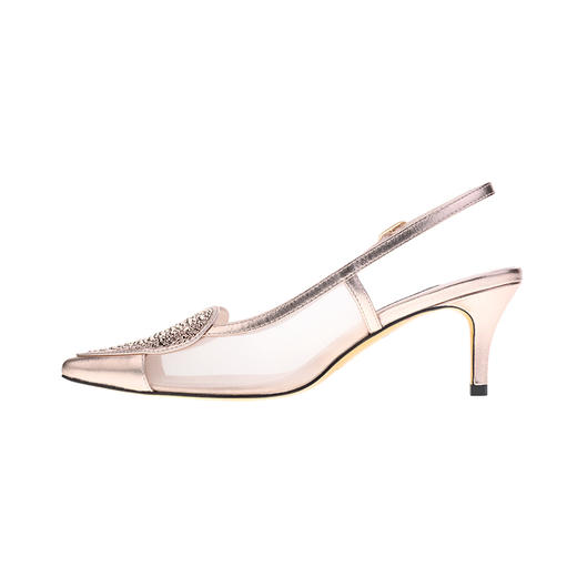 sheme心型水晶点缀透气网纱时尚性感女士中跟凉鞋可定制 商品图7