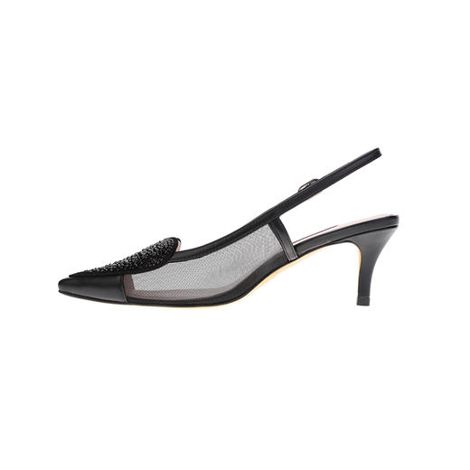 sheme心型水晶点缀透气网纱时尚性感女士中跟凉鞋可定制 商品图1