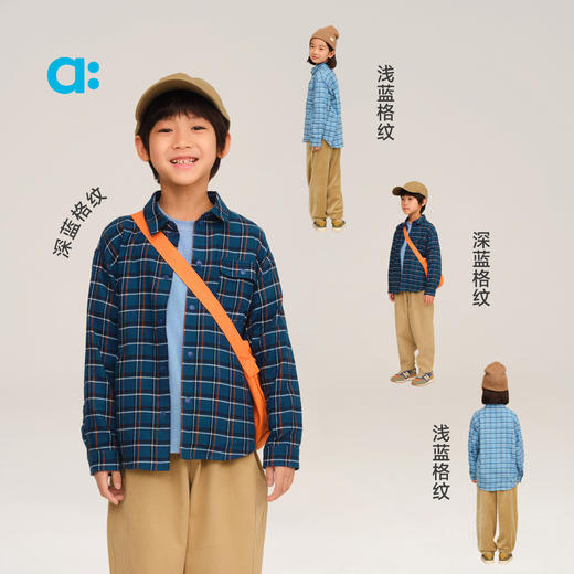 【秋Vol.1】allblu幼岚【色织暖绒衬衫】儿童衬衫25秋新款女童男童格子学院风ZY 商品图3