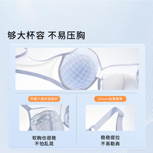 【积分兑换】[微甜3.0plus]大胸显小内衣女超薄蕾丝文胸大码性感胸罩夏季 商品图2