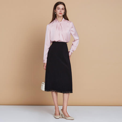 【缎面衬衫上衣】EITIE爱特爱气质优雅通勤立领显瘦秋季新款C2513814 商品图4