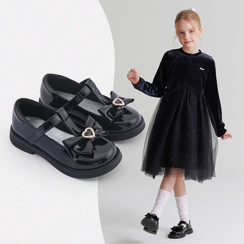 笛莎Deesha 女童童鞋2025秋新款低帮皮鞋