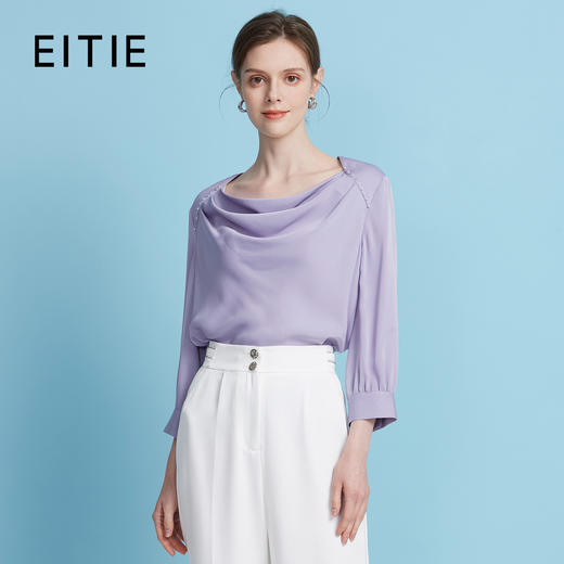 EITIE爱特爱秋季新款时尚荡领高级感通勤简约直筒上衣7913601 商品图0