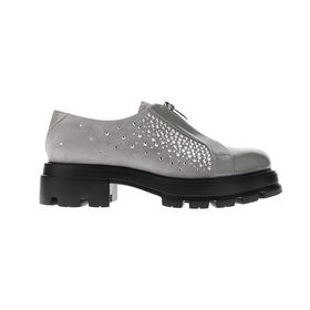 sheme漆皮反绒拼接水晶点缀时尚帅气女士深口鞋可定制