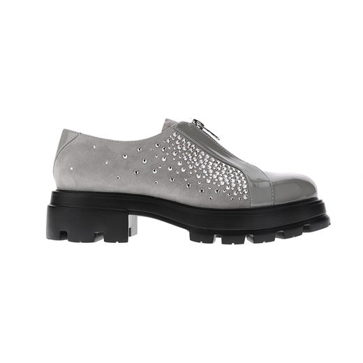 sheme漆皮反绒拼接水晶点缀时尚帅气女士深口鞋可定制 商品图0