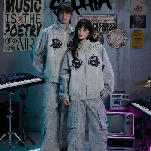 YKYB黄子韬同款套装2025龙图腾万针刺绣宽松休闲高街工装潮流战袍情侣套装礼盒装Y53NTZ888 商品图0