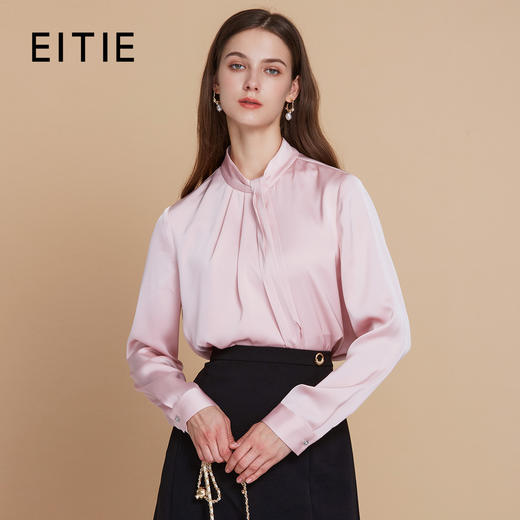 【缎面衬衫上衣】EITIE爱特爱气质优雅通勤立领显瘦秋季新款C2513814 商品图1