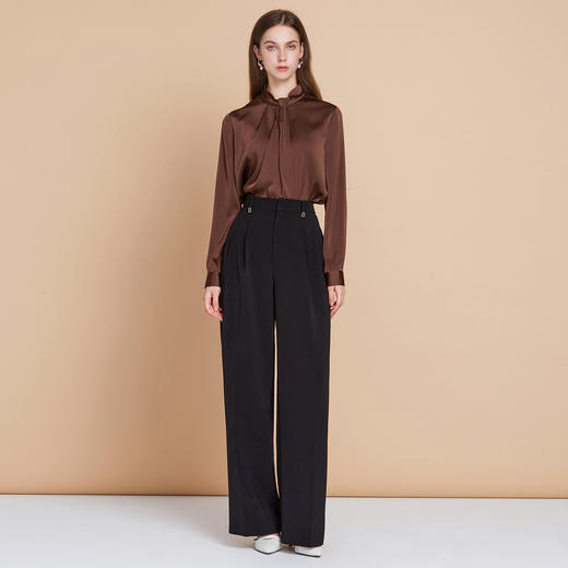 【缎面衬衫上衣】EITIE爱特爱气质优雅通勤立领显瘦秋季新款C2513814 商品图8