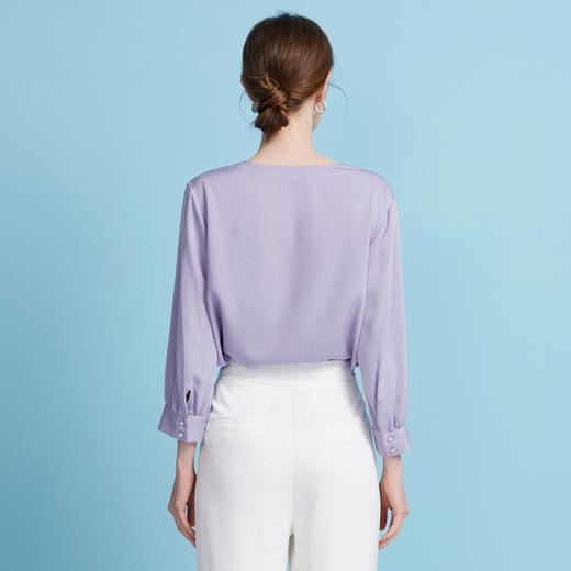 EITIE爱特爱秋季新款时尚荡领高级感通勤简约直筒上衣7913601 商品图4