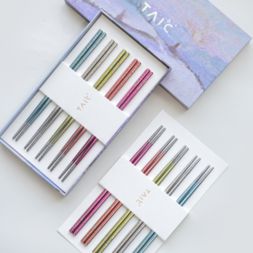 TAIC太可钛筷子户外家用防滑金属纯钛筷健康轻便纯钛餐具纯钛筷套装（10双装）