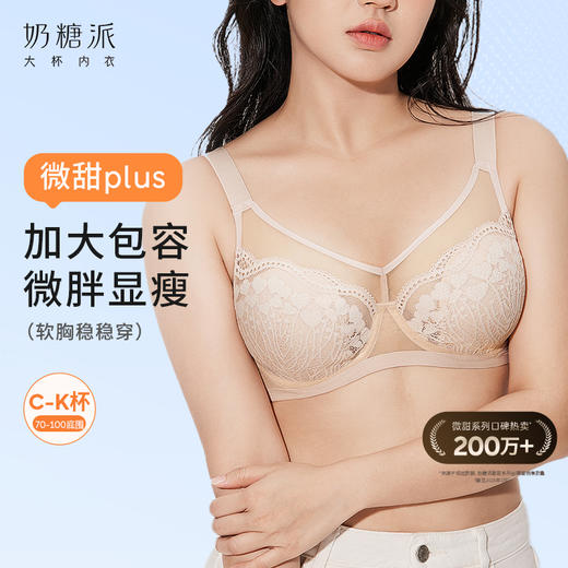 【积分兑换】[微甜3.0plus]大胸显小内衣女超薄蕾丝文胸大码性感胸罩夏季 商品图0