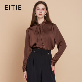 【缎面衬衫上衣】EITIE爱特爱气质优雅通勤立领显瘦秋季新款C2513814