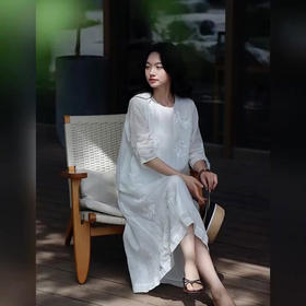 ORIGNAL&CO繁花亮片刺绣棉麻小白裙套装 | 奢牌同款刺绣工艺，棉麻混纺面料，轻盈有气质【3-5天发货，周末顺延】