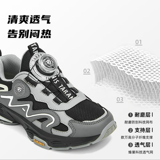 泰兰尼斯kids秋季新款儿童运动鞋男童户外跑步鞋旋转纽扣女童鞋子 T01D5C7372 商品图2