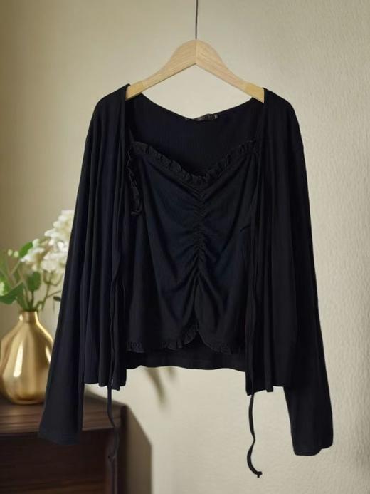 【诗铭洛可】（两件套）XC7585开衫超高弹力吊带➕外搭套装上衣C5-1 商品图3