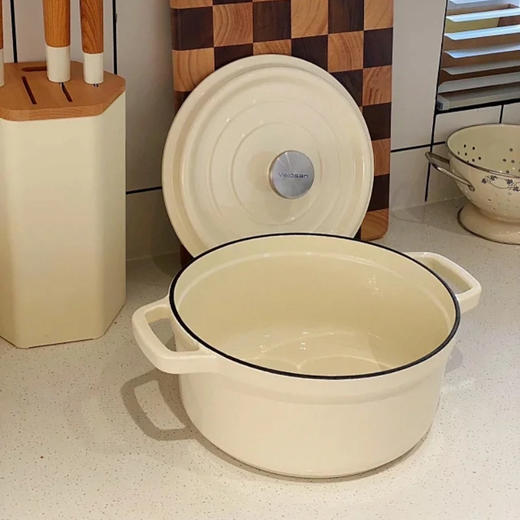 温仑山Velosan 潘多拉珐琅锅 24cm  靓丽珐琅釉，隔污防锈，不易掉瓷；3.8L大容量，轻松承包一日三餐；细煲慢炖，一锅多用 商品图11