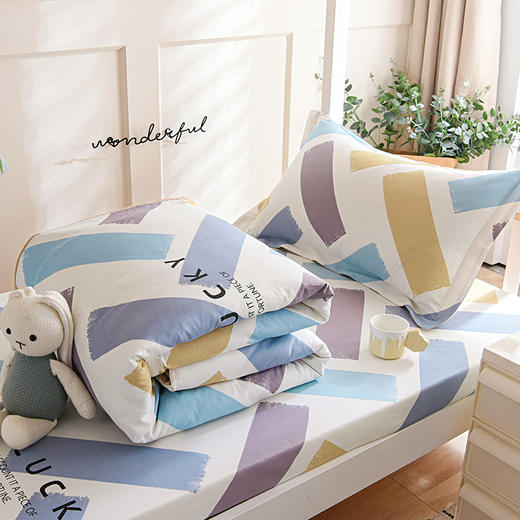 【品牌直发】加倍生活 全棉印花学生宿舍三件套床单/床笠款 开学季必备 绿色活性印染 可水洗机洗 商品图2