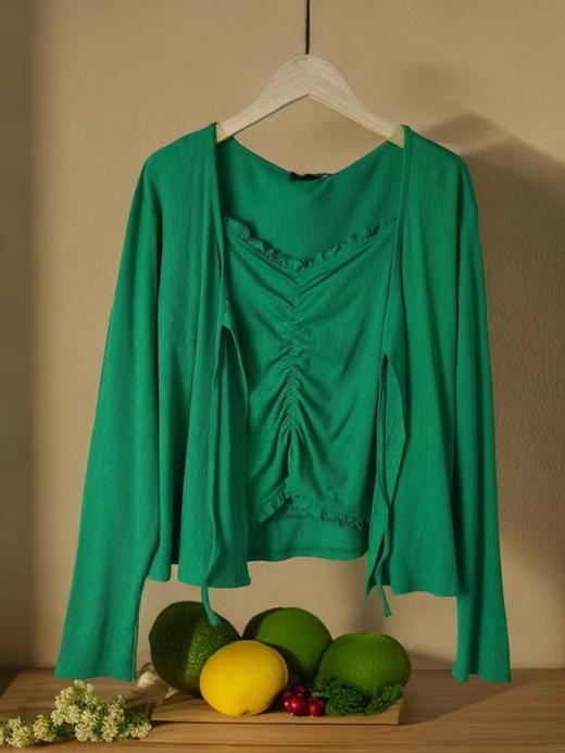 【诗铭洛可】（两件套）XC7585开衫超高弹力吊带➕外搭套装上衣C5-1 商品图1