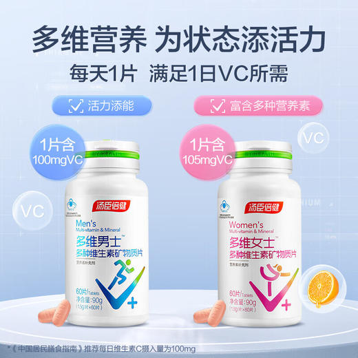 汤臣倍健 多维男士（女士）多种维生素矿物质片60片*2瓶 商品图4