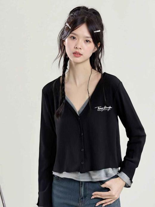 【诗铭洛可】XC7412假两件高弹上衣高弹力短款B15-2 商品图4