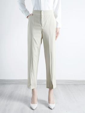 已停发，预计3.4日发【诗铭洛可】W907小脚裤开叉两粒扣品质九分裤