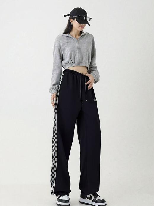 【诗铭洛可】XC7529休闲裤侧边方块格子直筒裤B17-3 商品图3