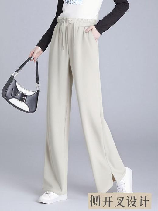 【诗铭洛可】（加绒）MJ311条纹开叉裤秋冬加绒两粒扣直筒裤B17-3 商品图1