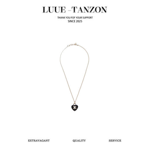 香奈儿 黑色亚克力爱心两用项链 刘雯同款（XTY） 商品图0