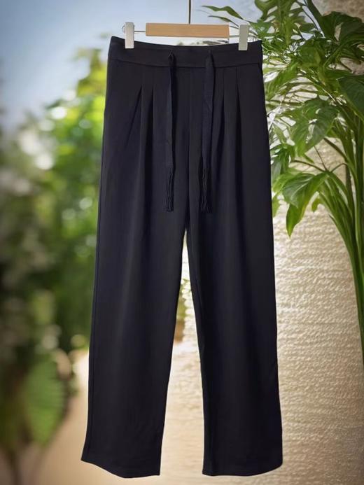 参与8折活动 【诗铭洛可】MJ195云感裤流苏腰带绳休闲直筒裤 商品图2