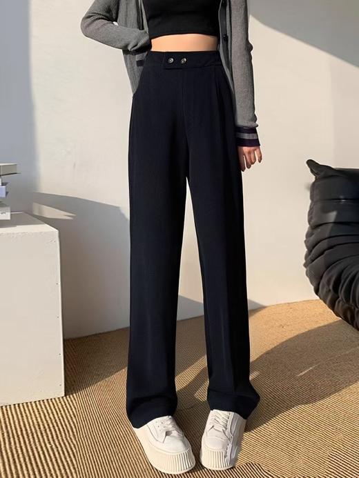 【诗铭洛可】（加绒）W727阔腿裤两粒扣直筒裤B7-2/B19-1 商品图0