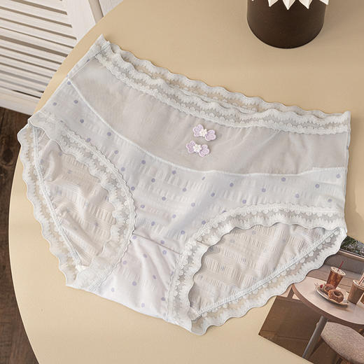 【新中式❗网纱纯欲蕾丝内裤】阳光下的闪光朦胧感，温婉蕾丝镂空，性感撩人，舒适好看小心机，纯棉养护底裆，甜美国风新中式波点小清新中腰纯欲三角裤QQ 商品图6