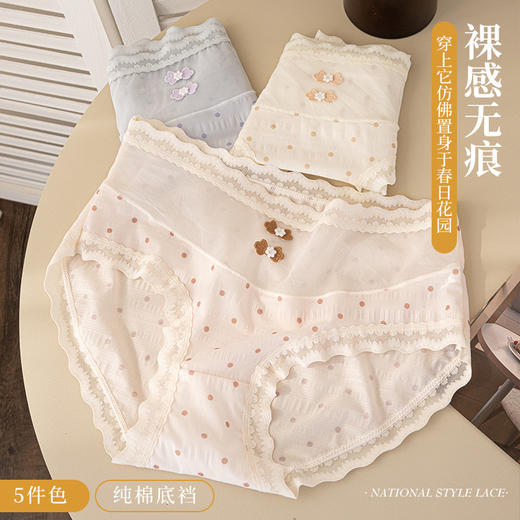 【新中式❗网纱纯欲蕾丝内裤】阳光下的闪光朦胧感，温婉蕾丝镂空，性感撩人，舒适好看小心机，纯棉养护底裆，甜美国风新中式波点小清新中腰纯欲三角裤QQ 商品图3