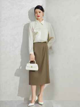 【诗铭洛可】W616半裙侧边松紧腰后开叉设计裙B8-1