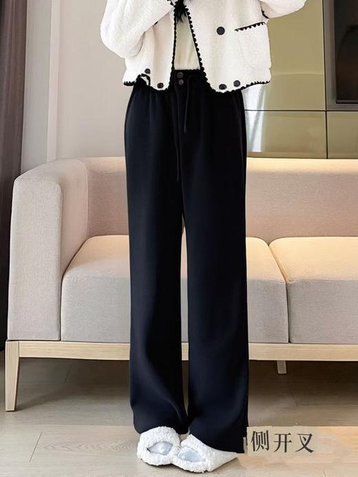 【诗铭洛可】（加绒）MJ311条纹开叉裤秋冬加绒两粒扣直筒裤B17-3 商品图0