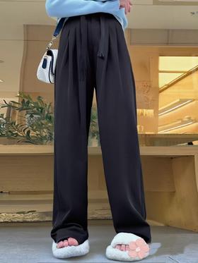 参与8折活动 【诗铭洛可】MJ195云感裤流苏腰带绳休闲直筒裤