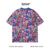T4077夏季高级感新款男士潮牌彩色花卉字母图案短袖T恤宽松圆领上衣 商品缩略图5