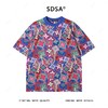 T4077夏季高级感新款男士潮牌彩色花卉字母图案短袖T恤宽松圆领上衣 商品缩略图1