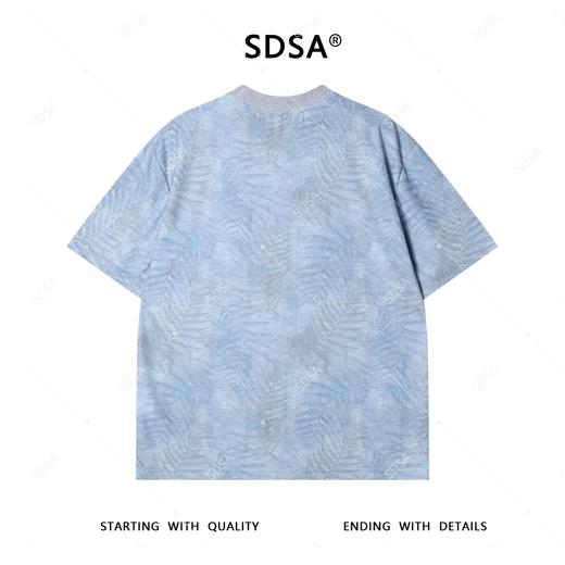 T4111夏季高级感新款男士潮牌扎染叶子图案设计短袖T恤潮流圆领上衣潮 商品图5