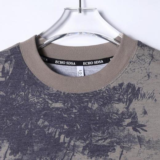 T4103夏季高级感新款男士印花宽松扎染重磅T恤撞色圆领短袖薄款上衣 商品图2