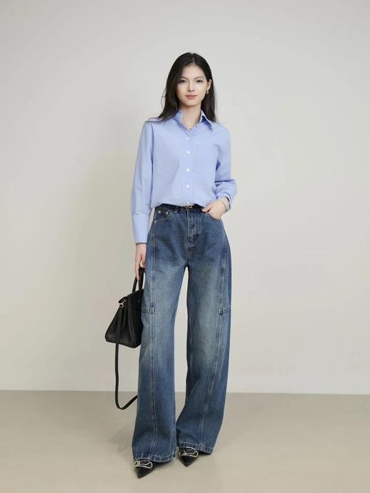 开间同款分割切线休闲百搭宽松牛仔裤 ME901 商品图1