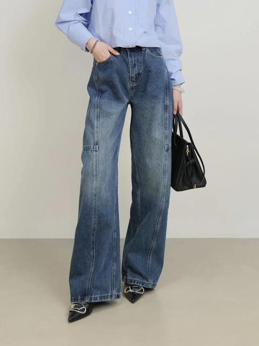 开间同款分割切线休闲百搭宽松牛仔裤 ME901 商品图2