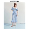玛克门店发货：MAXRIENY法式复古感方领鱼尾连衣裙(货号:MF86DR018) 商品缩略图0