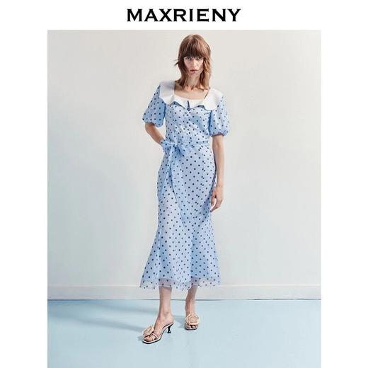玛克门店发货：MAXRIENY法式复古感方领鱼尾连衣裙(货号:MF86DR018) 商品图0