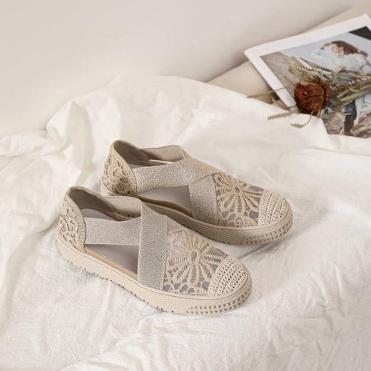 【澳洲品牌】EVERAU春夏女鞋渔夫鞋蕾丝凉鞋一脚蹬松紧带平底百搭EA5050 商品图2